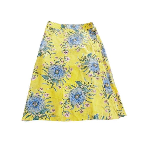 Madewell Silk Yellow Printed Flower Skirt A-Line XS - Picture 1 of 7